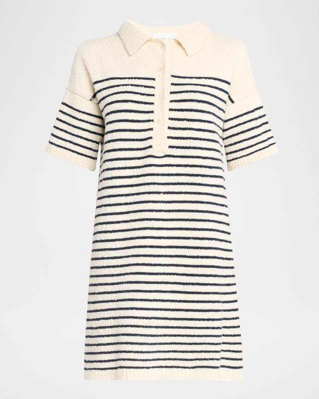 Edie Striped Boucle Mini Polo Sweater Dress